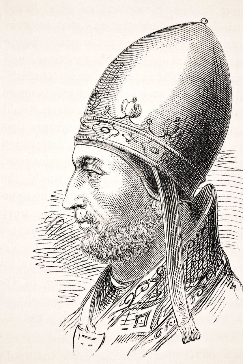 Papež Adrian IV, z „Národní a domácí historie Anglie“ od Williama Aubreyho, vydané v Londýně, kolem roku 1890 od English School