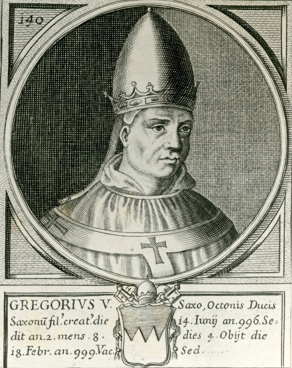 Pope Gregory V (972-999) (rytina) od English School