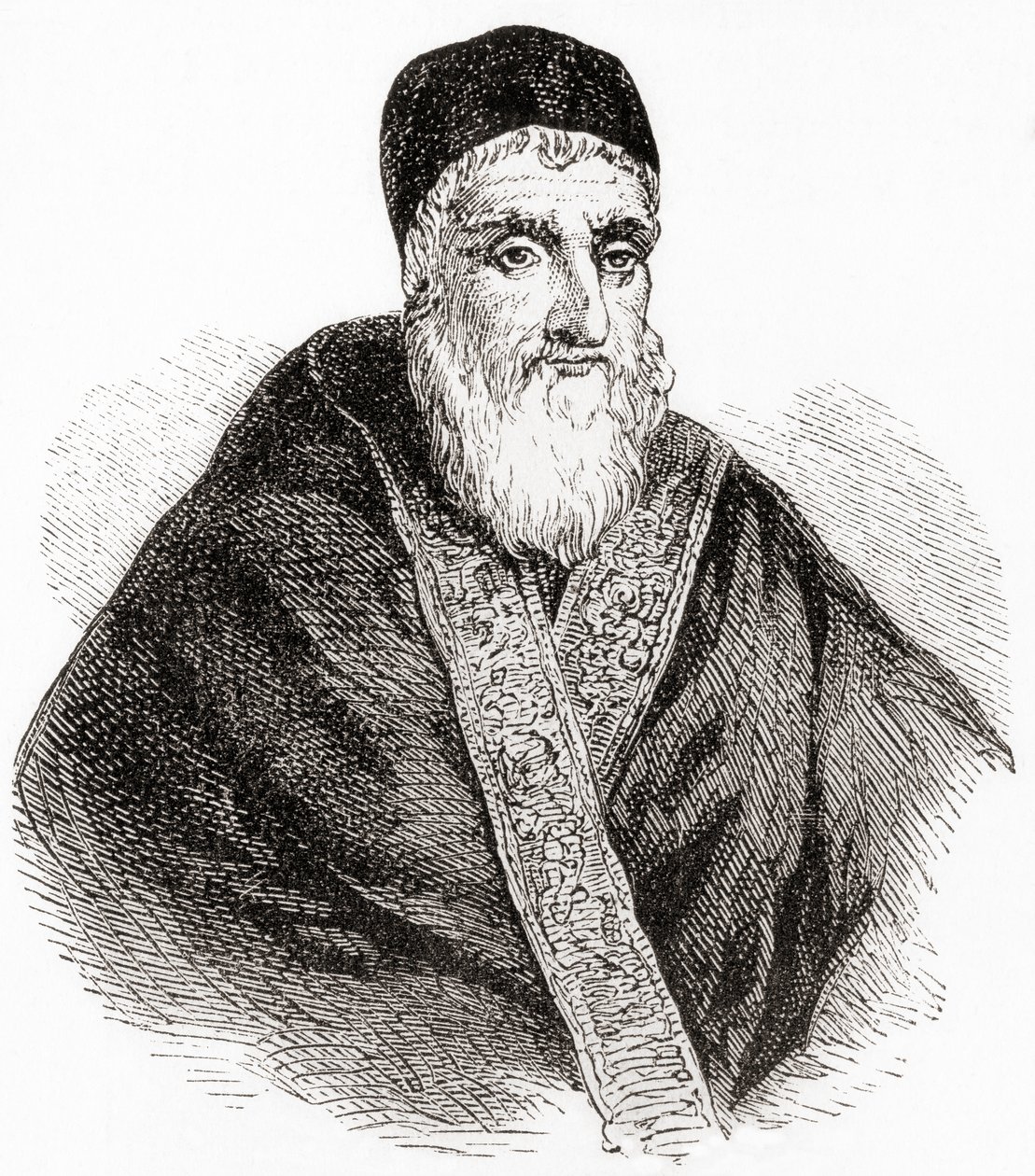 Papež Sixtus V. nebo Xystus V., rodným jménem Felice Peretti di Montalto, z Wardovy a Lockovy Ilustrované historie světa, vyd. cca 1882. od English School