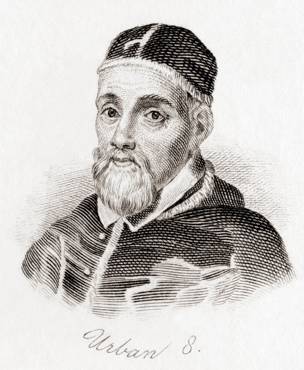 Papež Urban VIII, c.1568-1644, narozen Maffeo Barberini (rytina) od English School