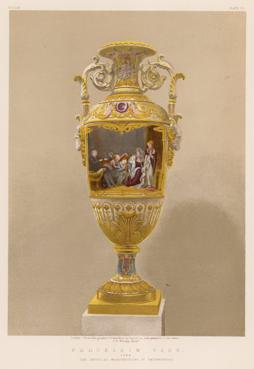 Porcelánová váza z Císařské manufaktury v Petrohradě (chromolit) od English School