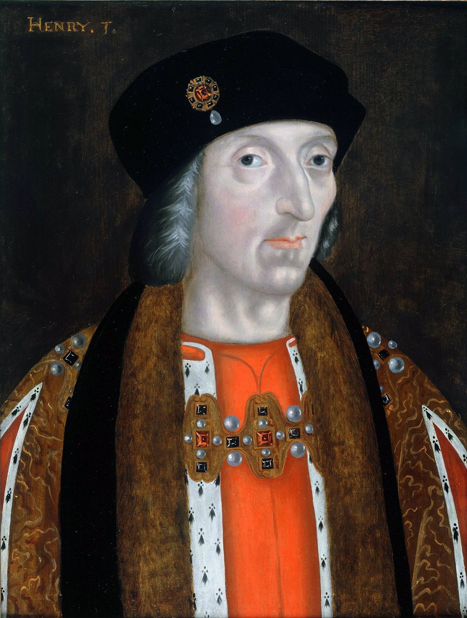 "Portrét anglického krále Jindřicha VII. (1457-1509)"" Obraz ze soukromé sbírky anglické školy od English School