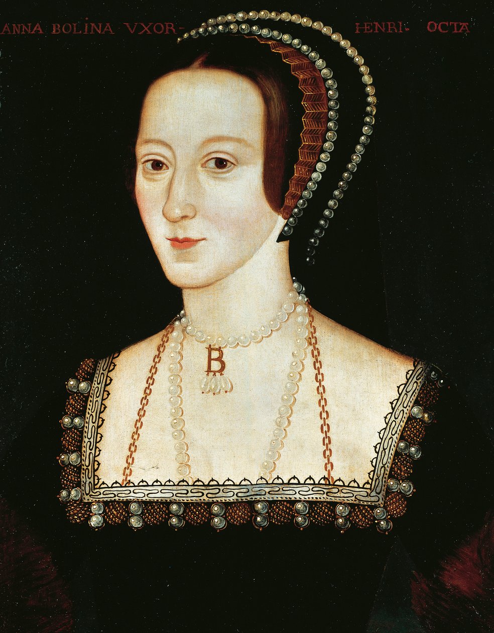 Portrét Anny Boleynové, kolem 1533-36 (olej na panelu) od English School