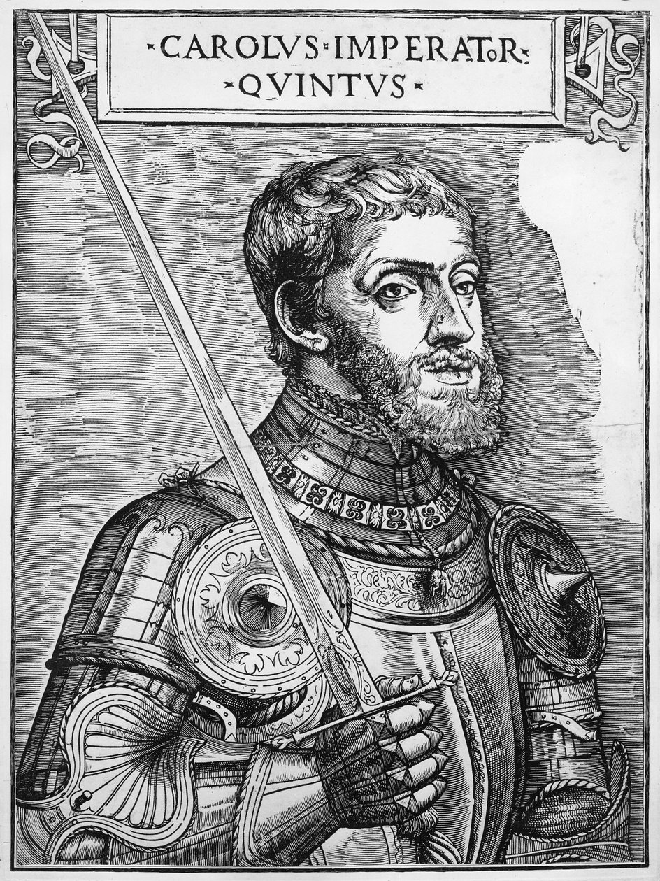 Portrét Karla V. (1500-58), císaře Svaté říše římské od English School