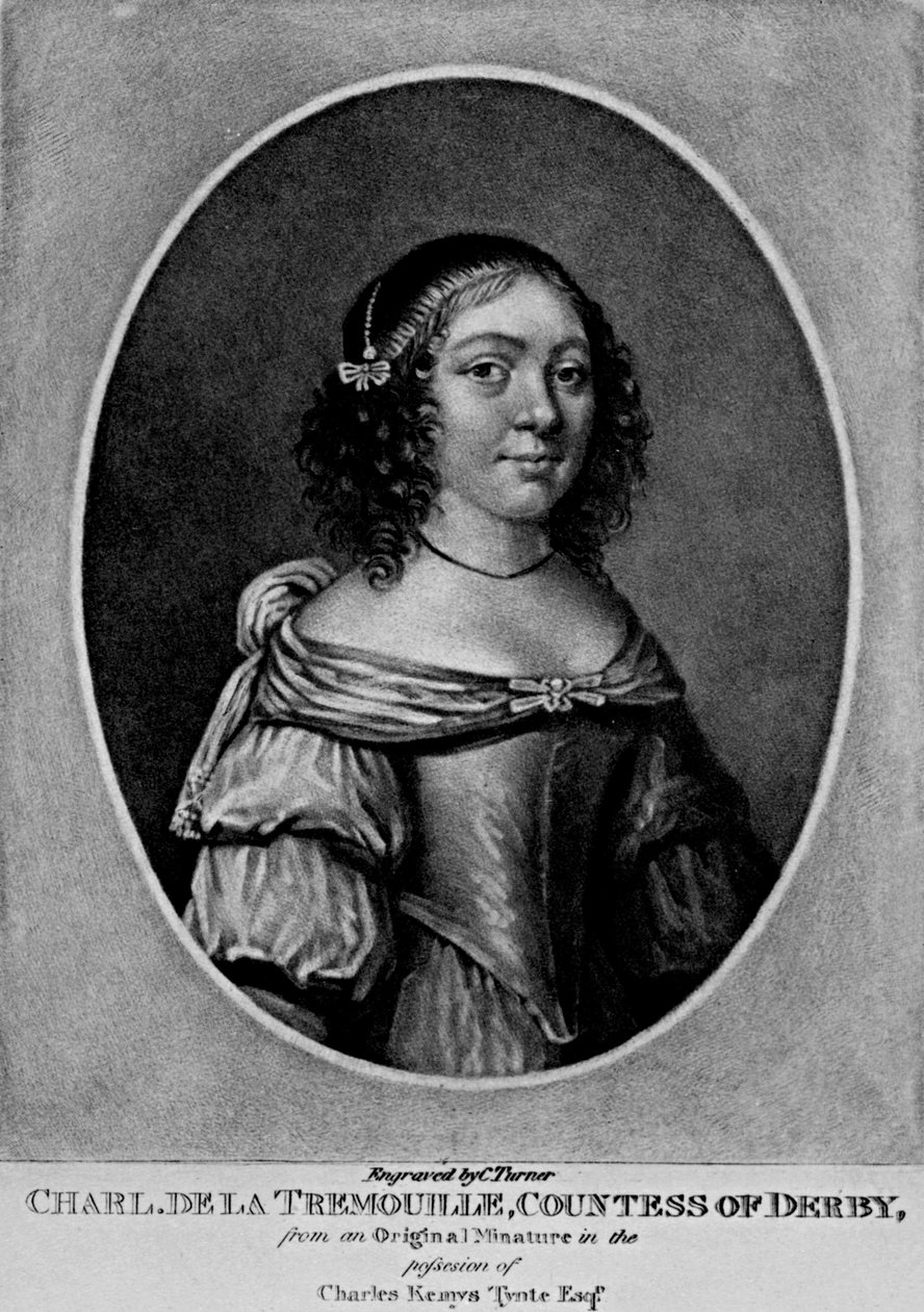 Portrét Charlotte, hraběnky z Derby, z „Postavy slavné v britské historii“, od Richarda Earloma a Charlese Turnera, 1815 od English School