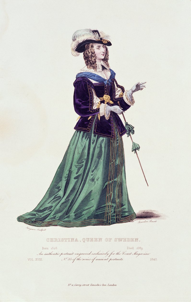 Portrét švédské královny Christiny (1626-1689) od English School