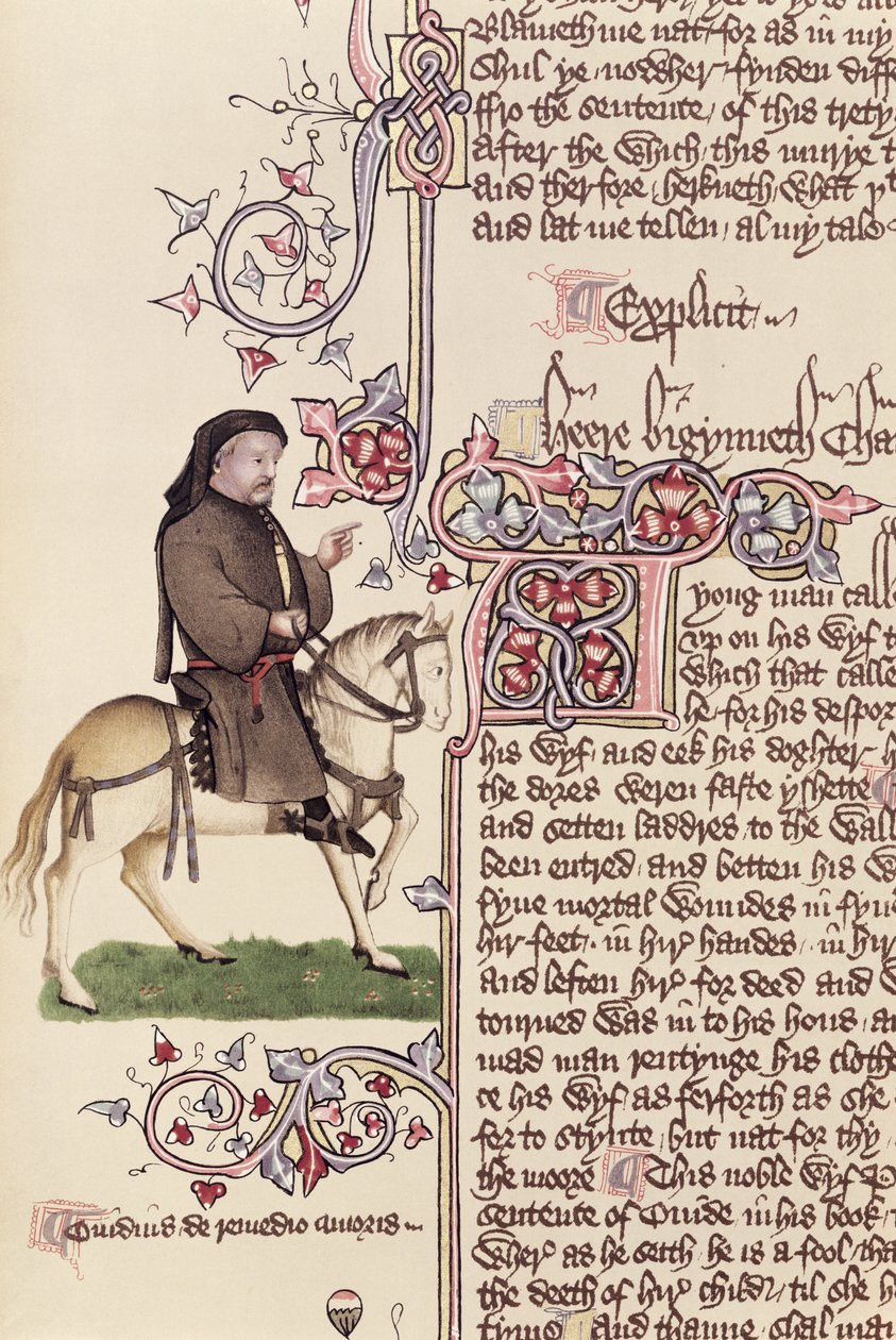 Portrét Geoffreyho Chaucera (asi 1342-1400) faksimile z Canterbury Tales od Geoffreyho Chaucera (asi 1342-1400) od English School