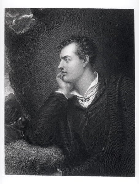 Portrét George Gordona, 6. lorda Byrona z Rochdale (1788-1824) (čb fotografie) od English School