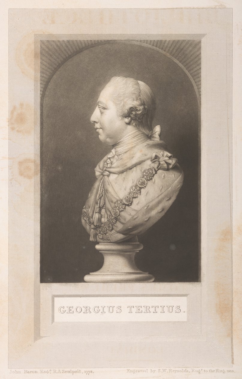 Portrét George III z busty, od Frederick Augusta Barnard, Katalog Královské knihovny, svazek I, frontispice od English School
