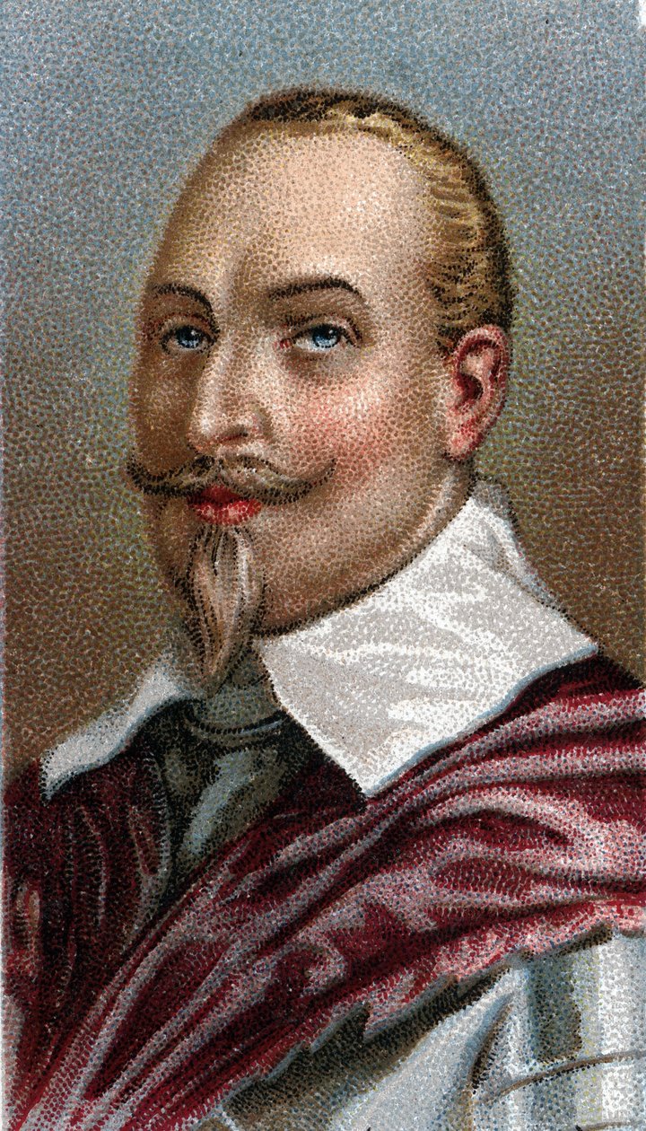 Portrét Gustava Adolpha Švédska - Portrét Gustava II Adolfa Švédského krále (1594-1632) - Ze série ""Vůdci mužů"" - Chromolitografie - Anglická škola, 20. století - od English School