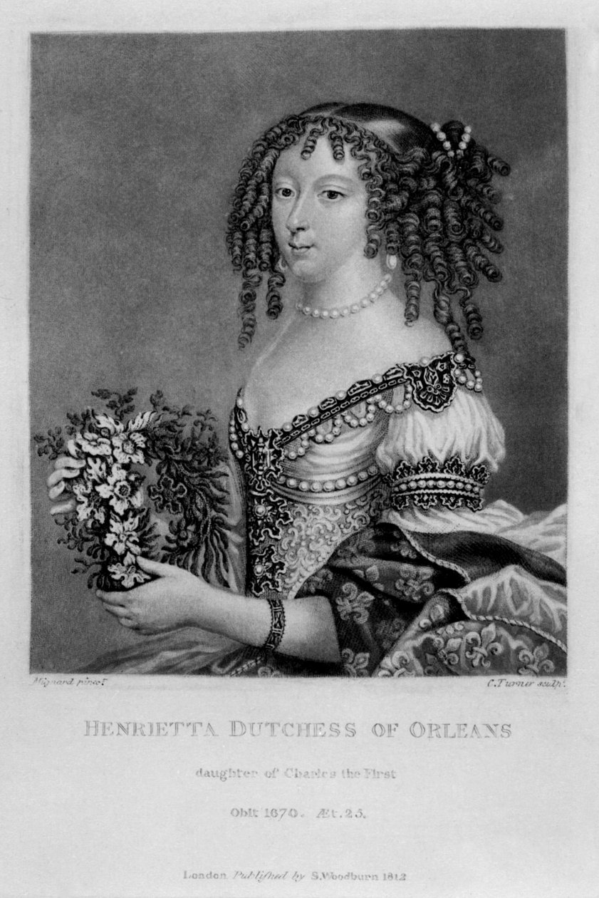 Portrét Henrietty Anne, vévodkyně z Orleans, z „Postavy slavné v britské historii“, od Richarda Earloma a Charlese Turnera, 1815 od English School