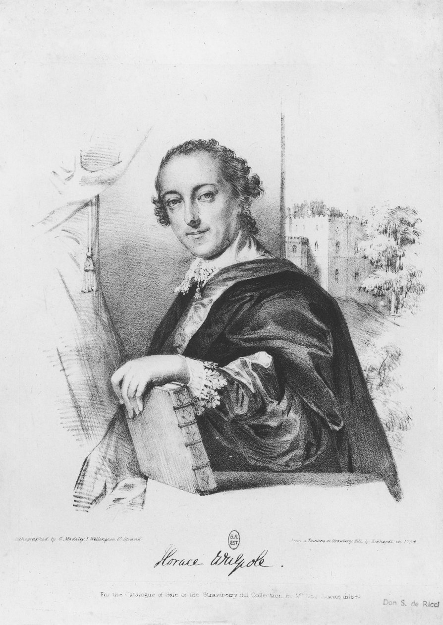 Portrét Horace Walpolea (1717-97) hraběte z Orfordu, vyryl G. Madeley, 1754 (rytina) (černobílá fotografie) od English School