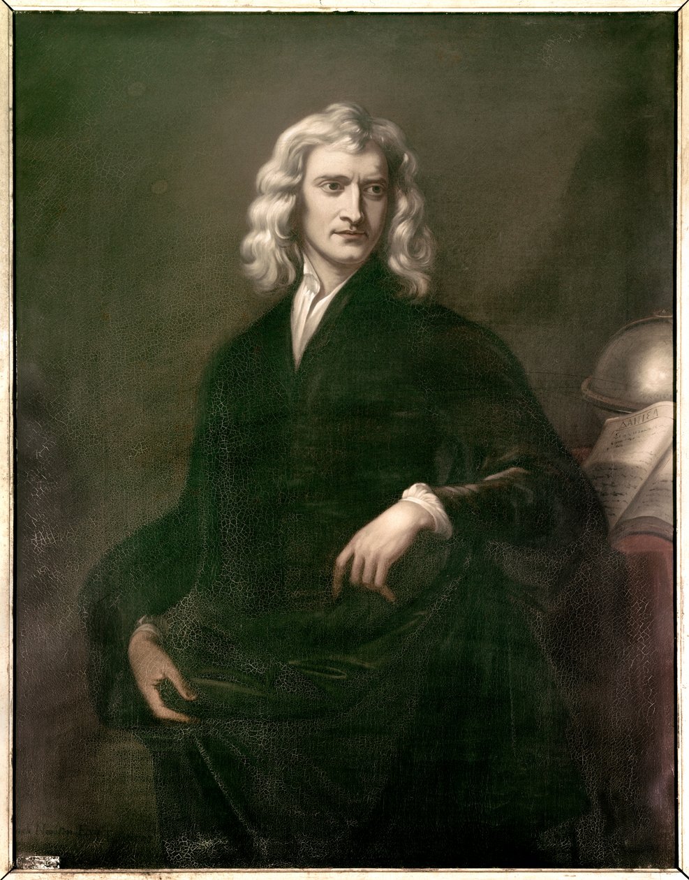 Portrét Isaaca Newtona (1642 - 1727), filozofa a matematika. Anonymní anglická malba od English School