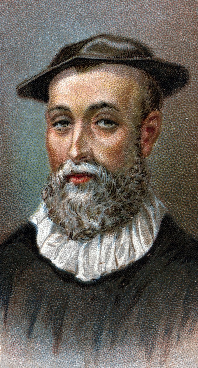 Portrét Johna Knoxe (1514-1572). Skotský kněz, vůdce protestantské reformace ve Skotsku - Ze série "" Leaders of Men "" - Chromolitografie - Anglická škola, 20. století - od English School