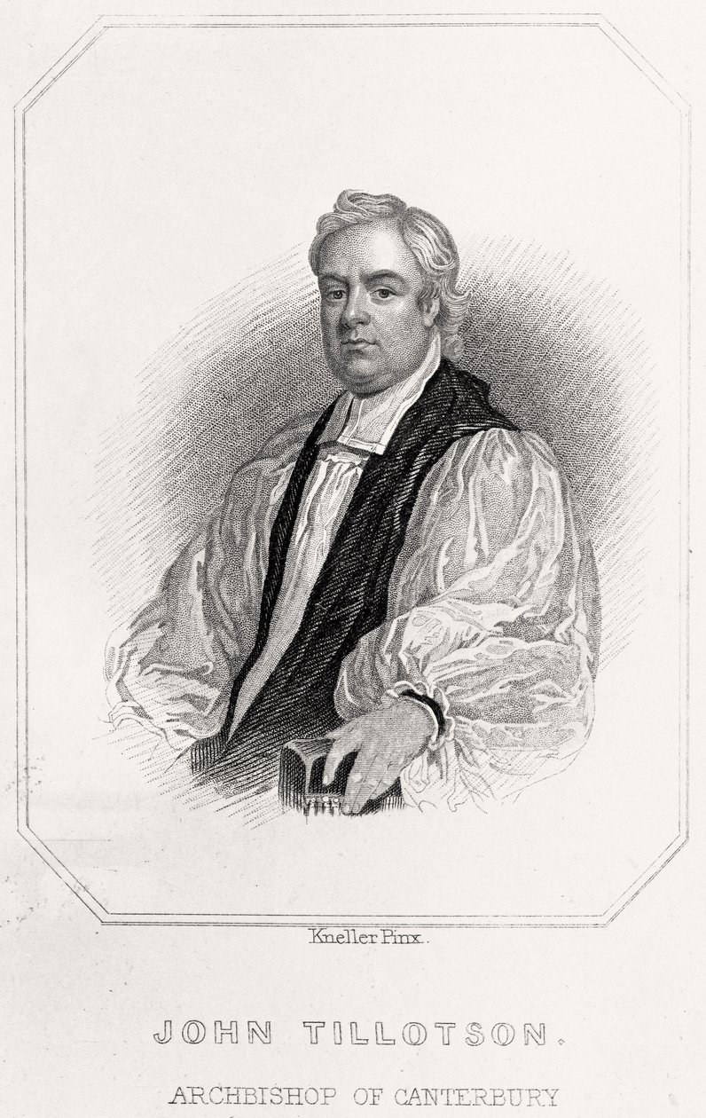 Portrét Johna Tillotsona, arcibiskupa z Canterbury, 1835 od English School