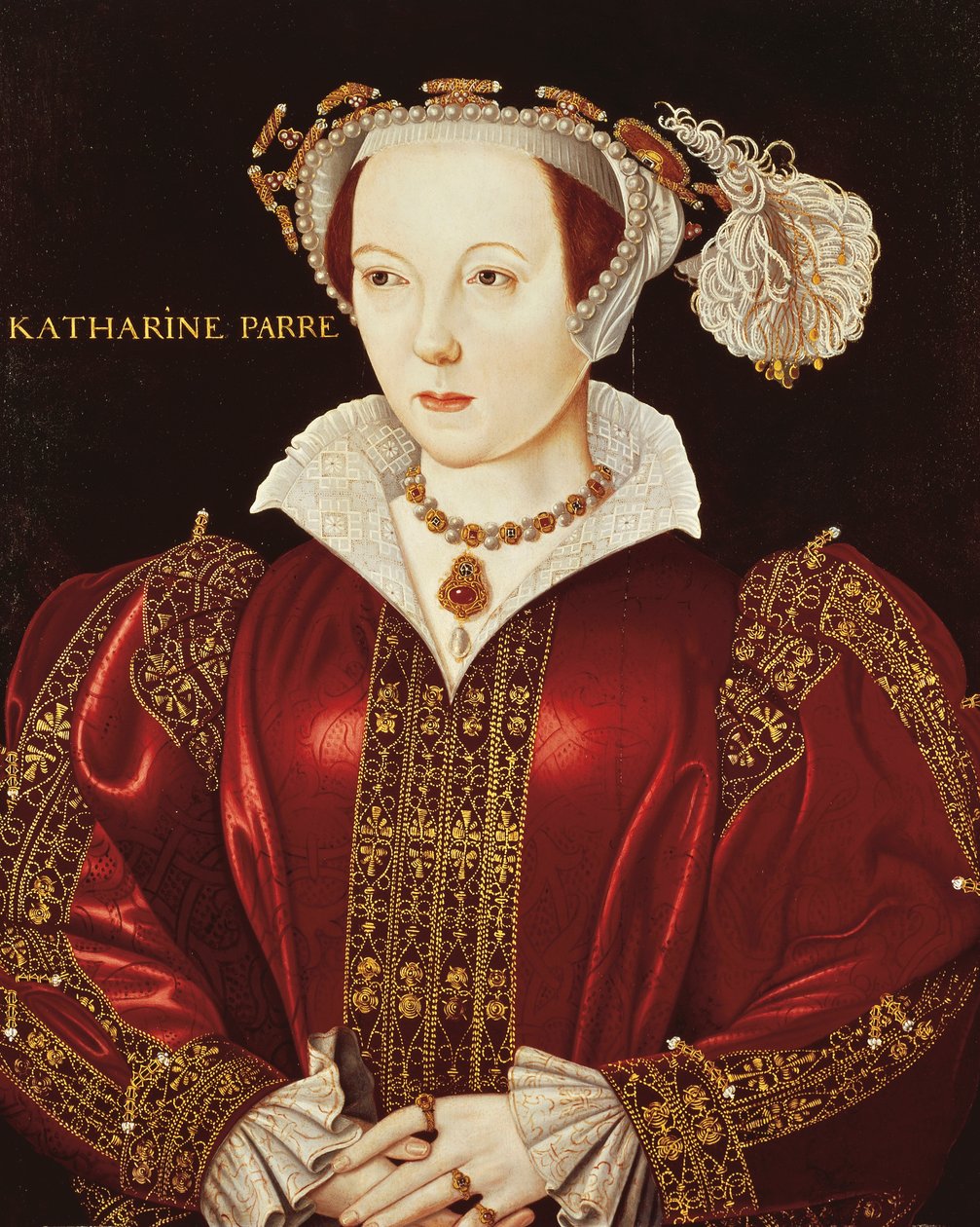 Portrét Katherine Parr, kolem roku 1545 (olej na panelu) od English School