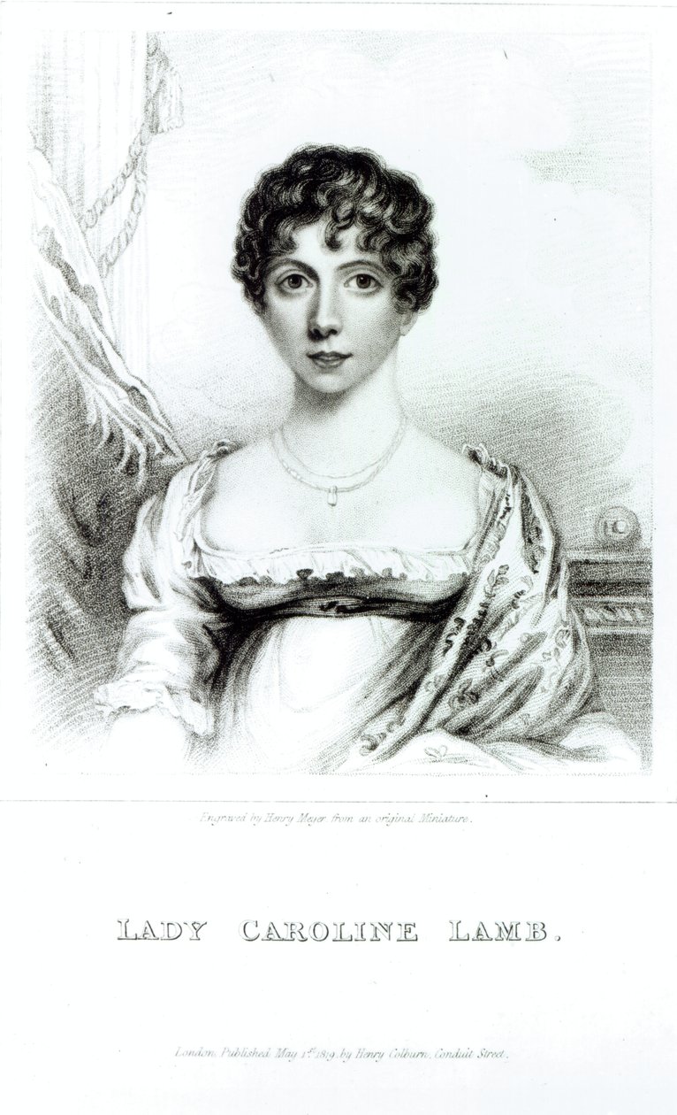 Portrét Lady Caroline Lamb (1785-1828) vyrytý Henry Meyerem od English School