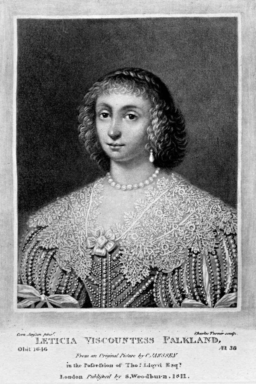 Portrét lady Viscountess Falkland, z „Postavy slavné v britské historii“, od Richarda Earloma a Charlese Turnera, 1815 od English School