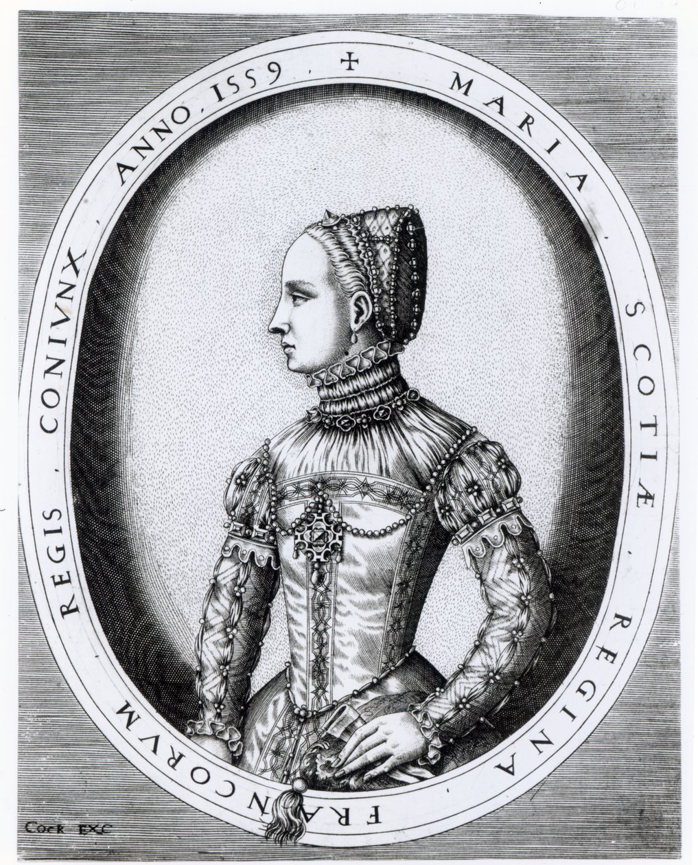 Portrét skotské královny Marie (1542-87), vyryl Hieronymus Cock (asi 1510-70) 1559 od English School