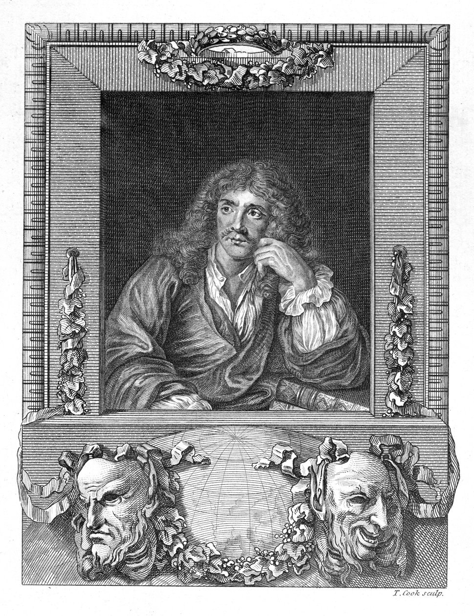 Portrét Moliere (rytina) (černobílá fotografie) od English School