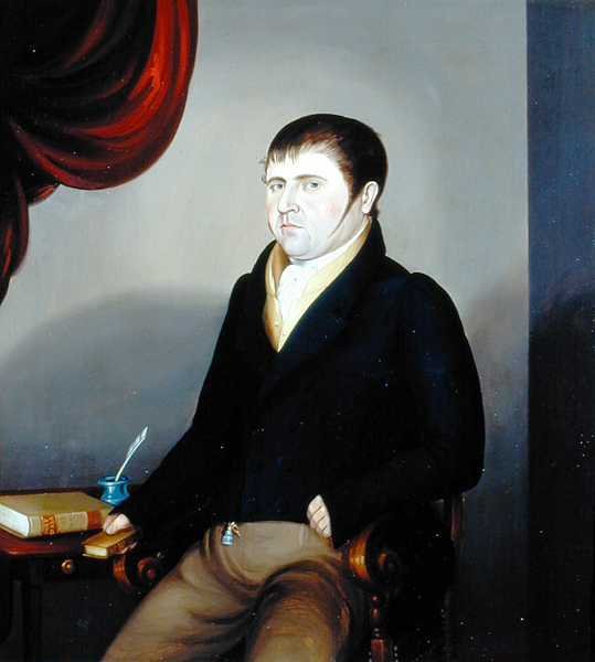 Portrét pana Eliho Whitelyho (olej na plátně) (pár viz 140067) od English School