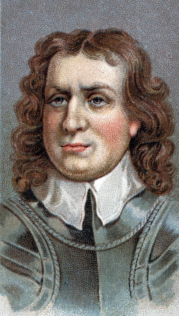Portrét Olivera Cromwella (1599-1658). Anglický voják a politik - Olivier (Oliver) Cromwell (1599-1658) - Ze série "" Leaders of Men "" - Chromolitografie - Anglická škola, 20. století - od English School