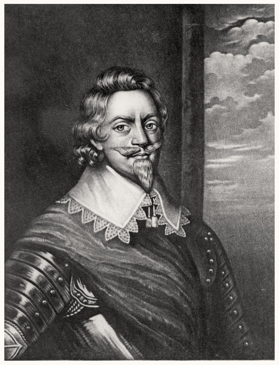 Portrét Patricka Ruthvena, hraběte z Brentfordu (asi 1573-1651) vyrytý Richardem Earlomem (1743-1822) a Charlesem Turnerem (asi 1773-1857) z Illustrious Characters in British History (mezzotinta) (bw phot od English School