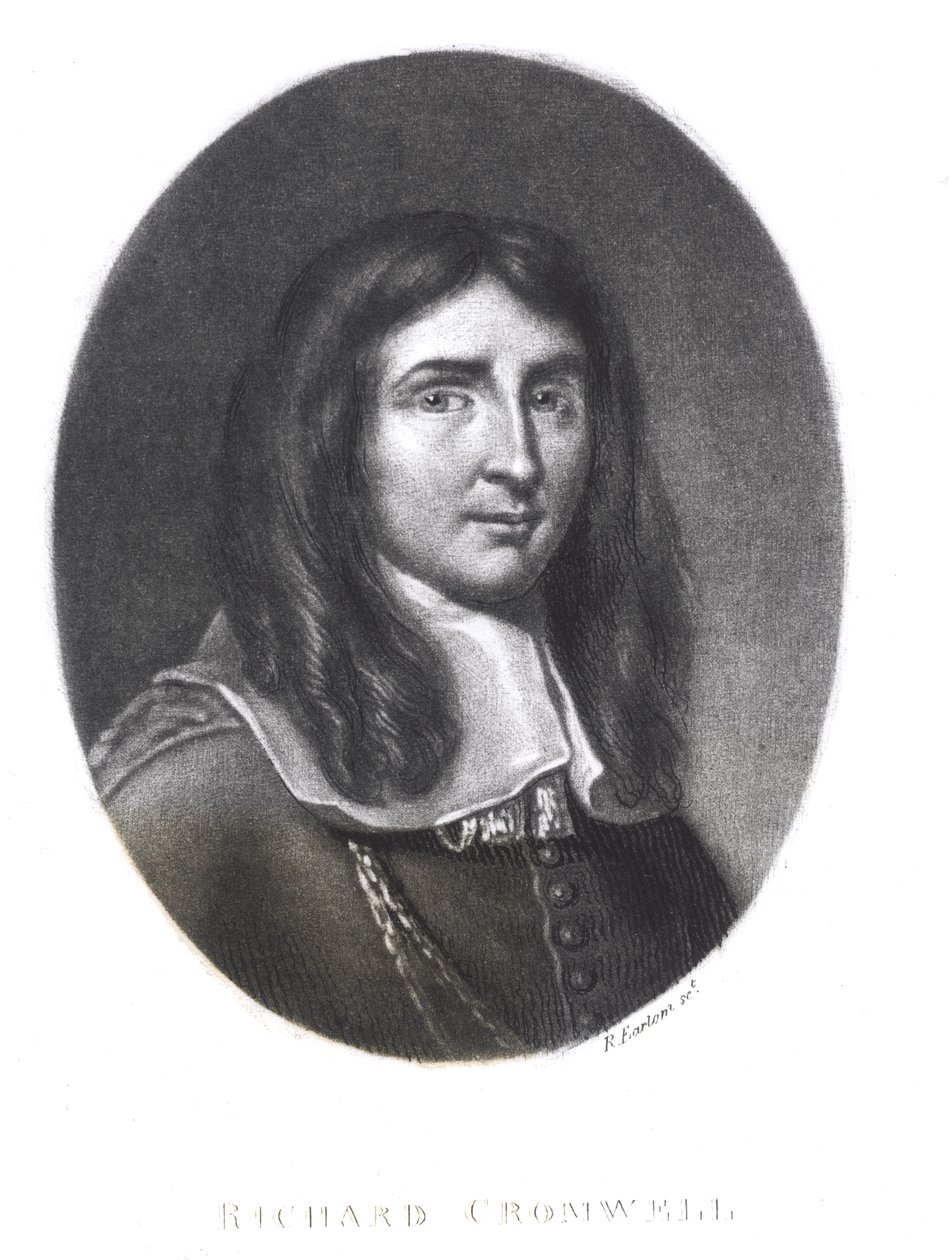 Portrét Richarda Cromwella (1626-1712) vyrytý Richardem Earlomem (1743-1822) z 