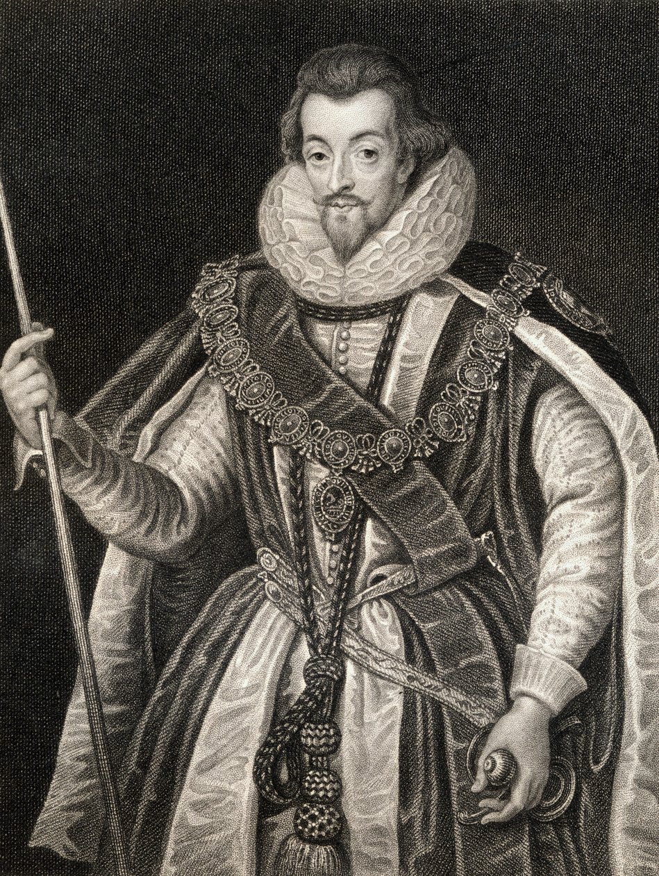 Portrét Roberta Cecila, 1. hraběte ze Salisbury (1563-1612), z Lodges British Portraits, 1823 od English School
