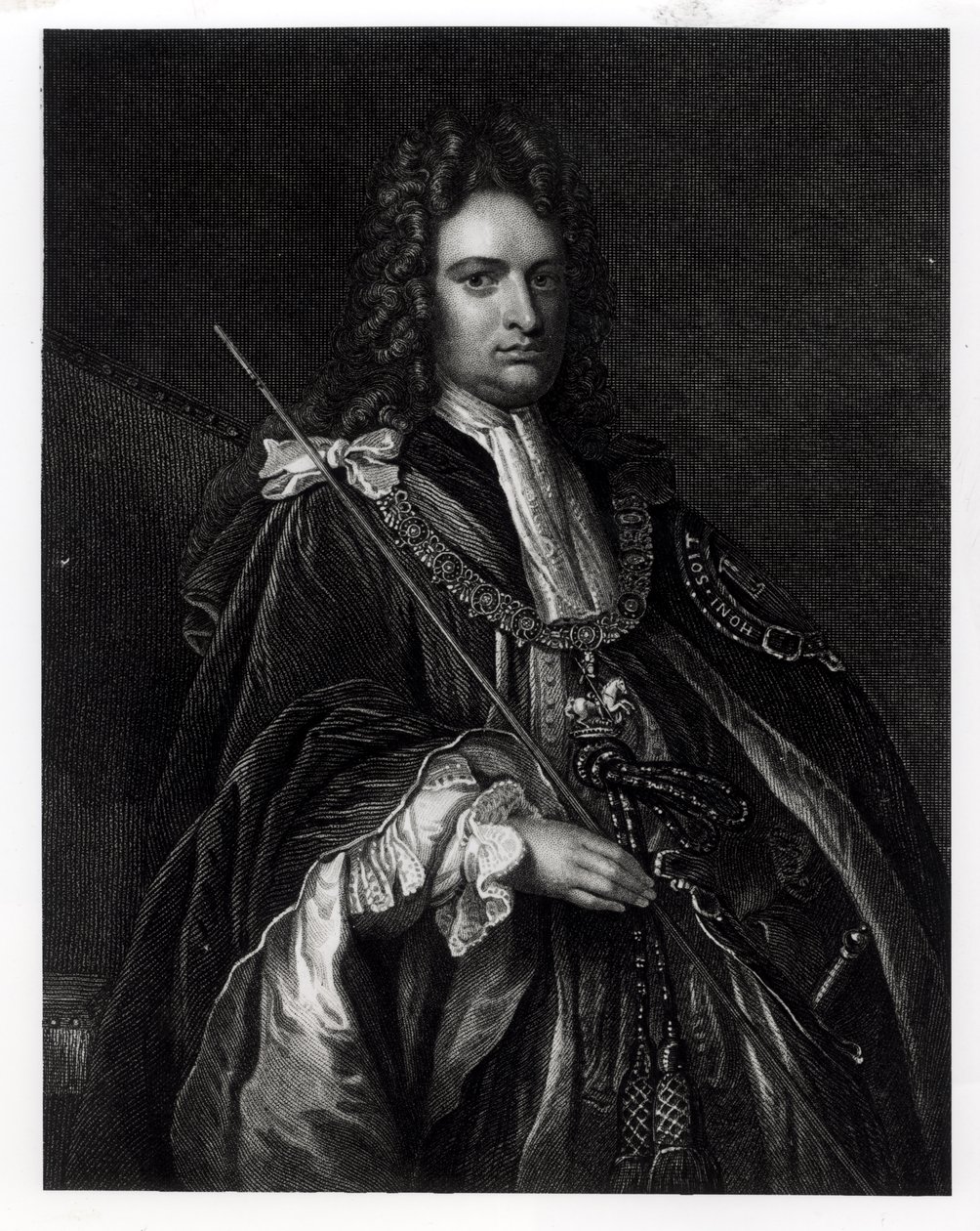 Portrét Roberta Harleyho, prvního hraběte z Oxfordu (1671-1724) (rytina) (černobílá fotografie) od English School