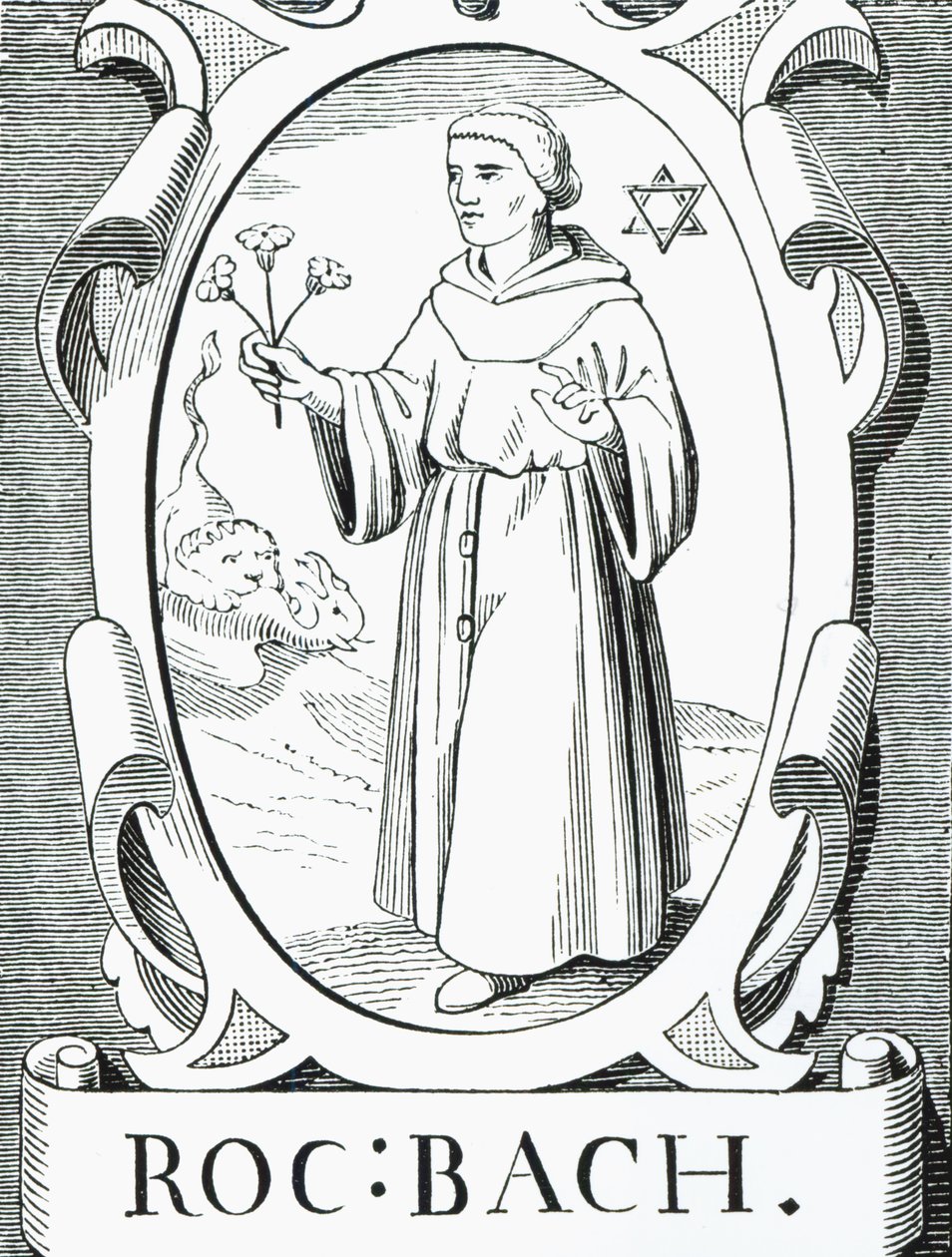 Portrét Rogera Bacona (c.1220-92), ilustrace z Vědy a literatury ve středověku a renesanci, napsal a vyryl Paul Lacroix, 1878 od English School