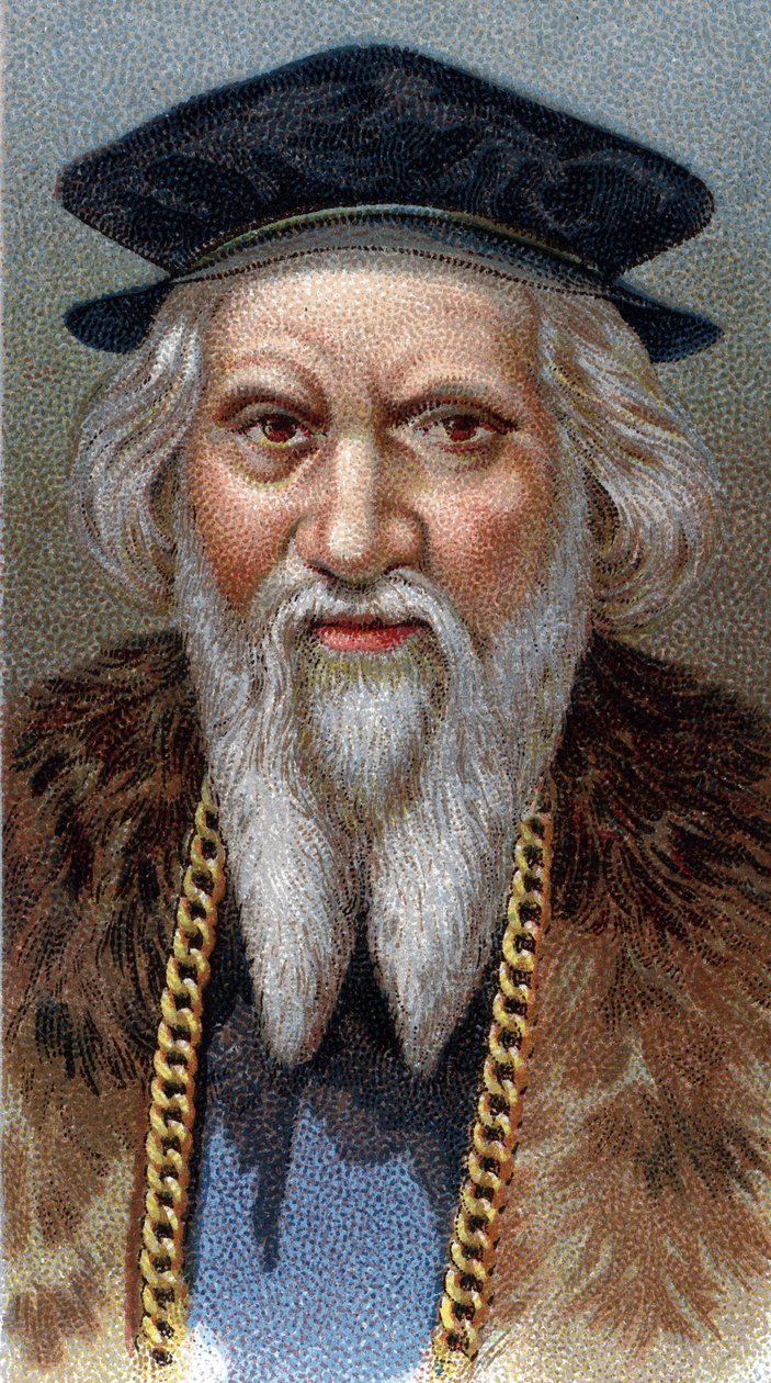 Portrét Sebastiano Caboto (Sebastien Cabot) (Sebastian) (1477-1557) - Ze série "" Leaders of Men "" - Chromolitografie - Anglická škola, 20. století - od English School