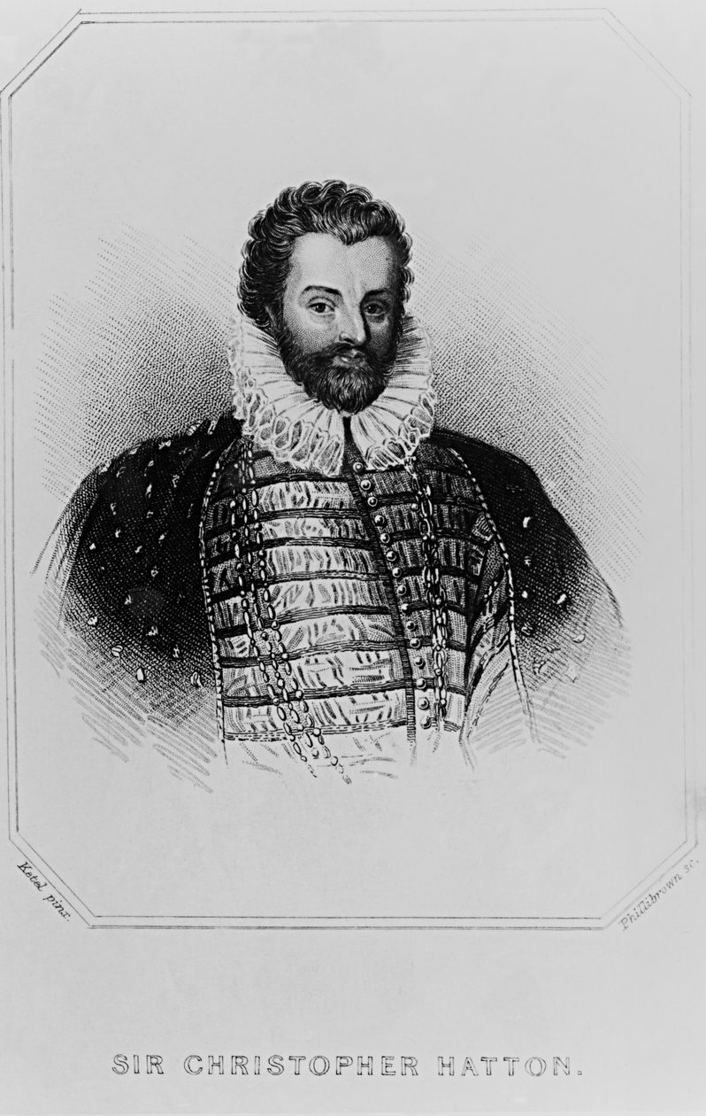 Portrét sira Christophera Hattona (1540-91) z knihy "Lodge