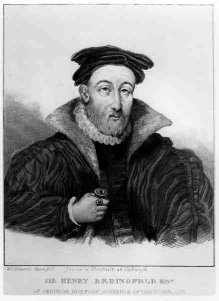 Portrét sira Henryho Bedingfelda (1511-83) vyrytý Williamem Camdenem Edwardsem (1777-1855) od English School