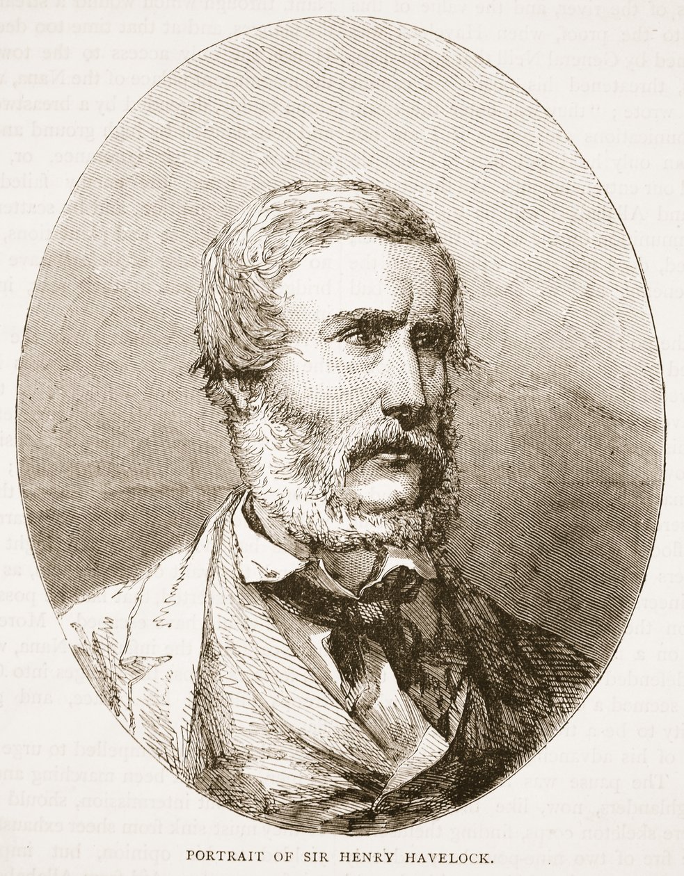 Portrét sira Henryho Havelocka, ilustrace z Cassells Illustrated History of England od English School