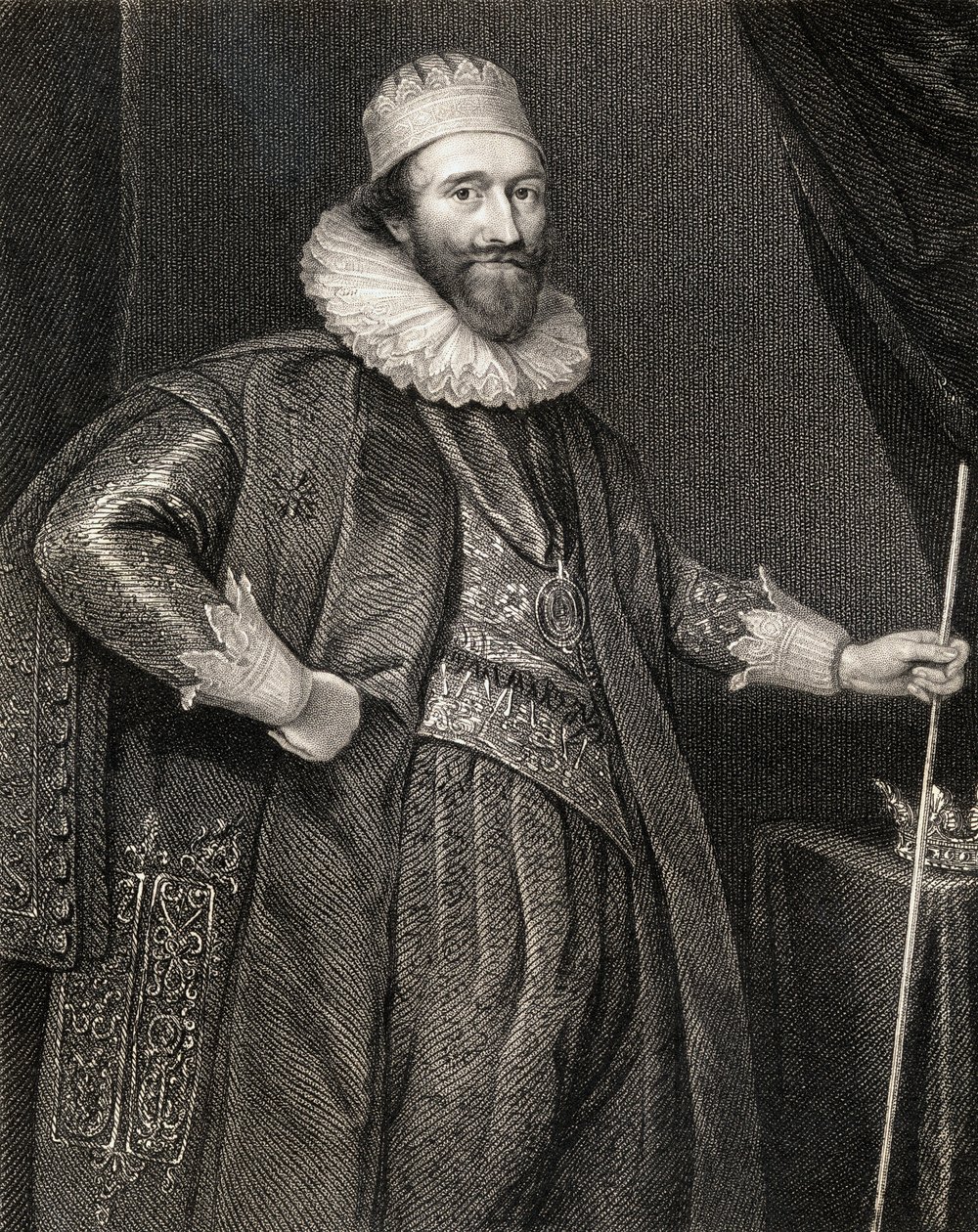 Portrét Stuarta Lodowicka, 2. vévody z Lennoxu a 1. vévody z Richmondu, z Lodges British Portraits, 1823 od English School