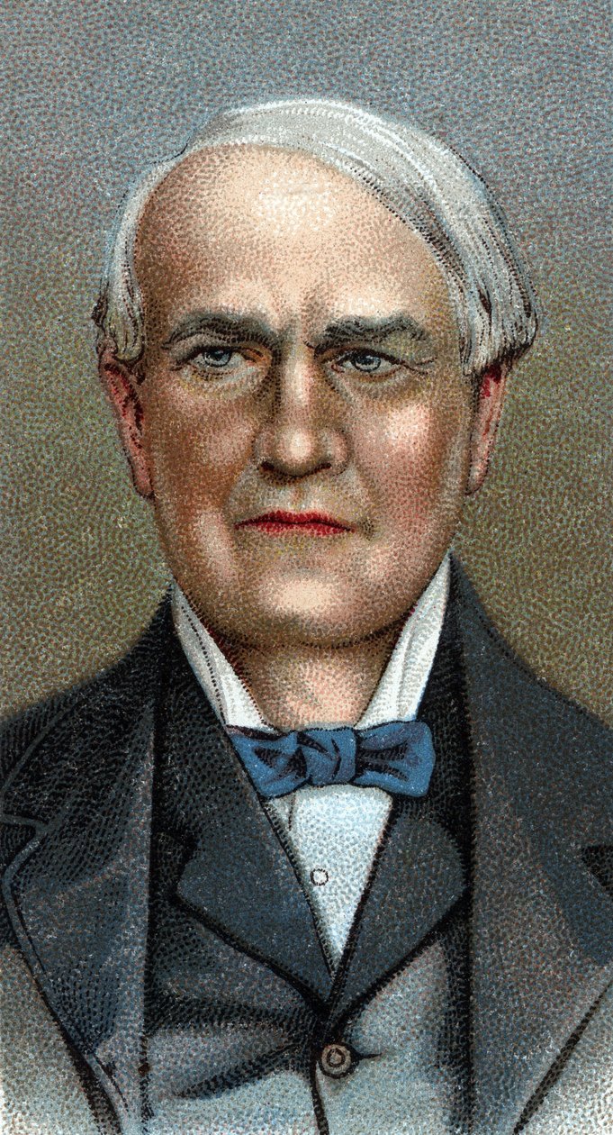 Portrét Thomase Alvy Edisona - amerického vynálezce - Ze série "" Leaders of Men "" - Chromolitografie - Anglická škola, 20. století - od English School