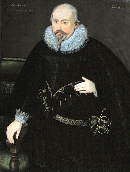 Portrét Thomase Morgana z Machenu (nar. 1568) kolem roku 1620 (olej na panelu) od English School