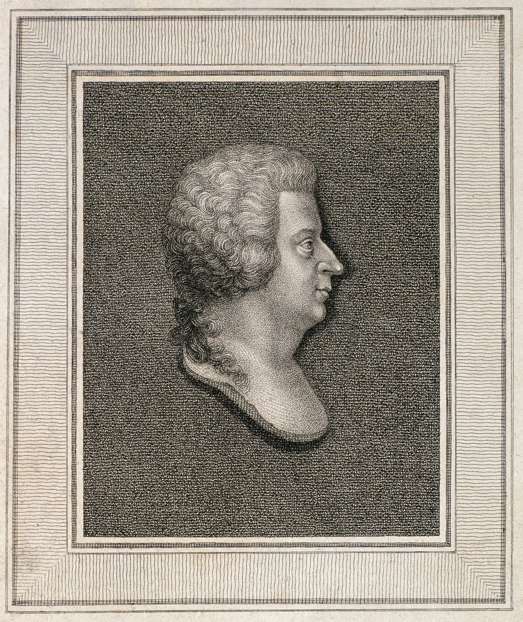 Portrét Wolfganga Amadea Mozarta (1756-91), publikoval v roce 1814 od English School
