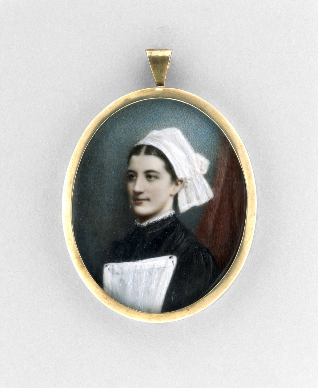 Portrét sestry, kolem roku 1840 (akvarel na slonovině, zlacení a skle) od English School
