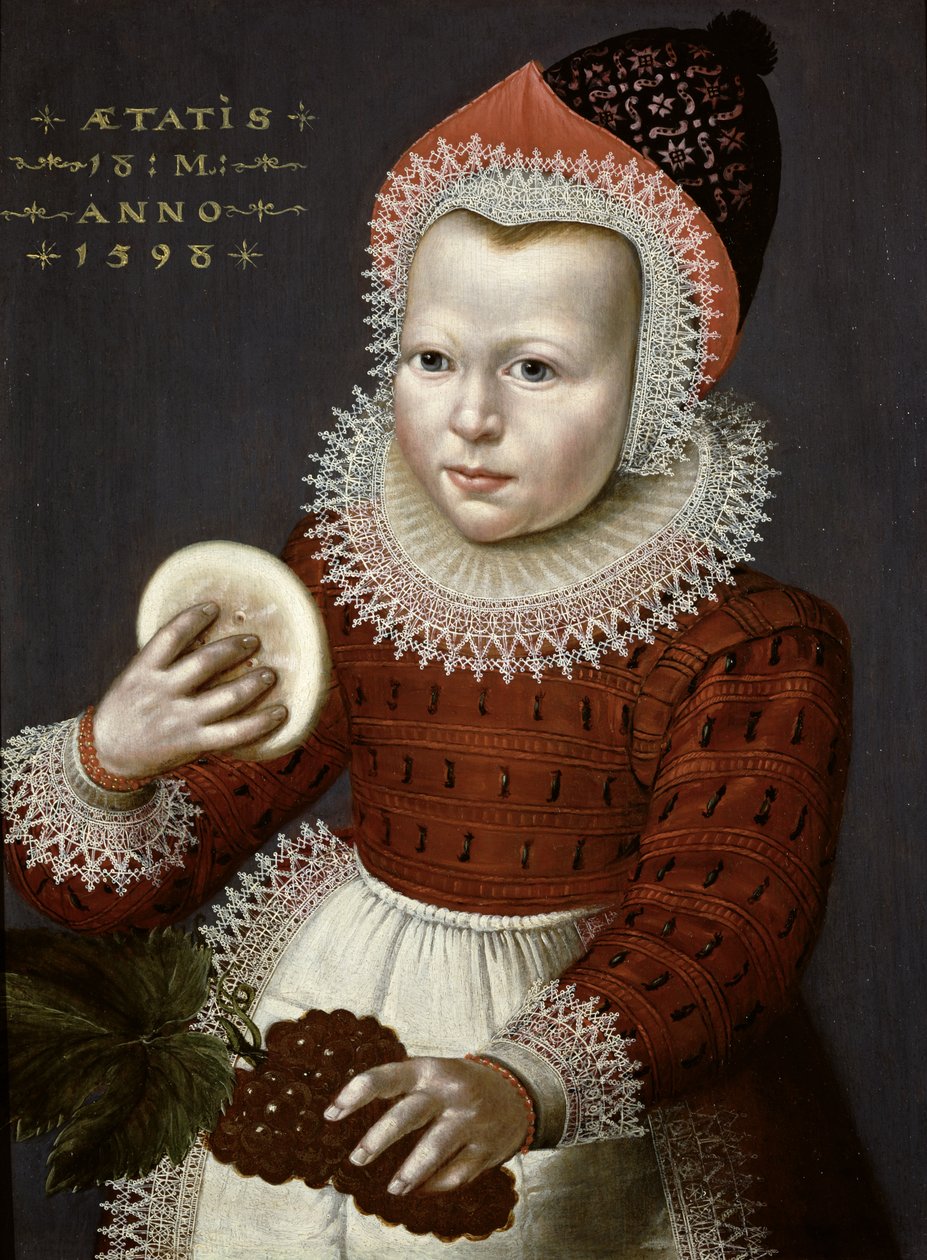 Portrét mladé dívky držící chléb a hrozny, 1598 od English School