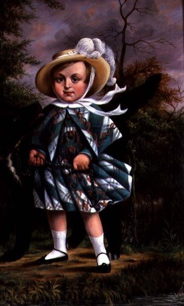 Portrét dítěte s černým psem, c.1830 od English School