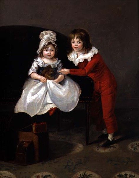 Portrét dvou dětí s veverkou, cca 1800 od English School