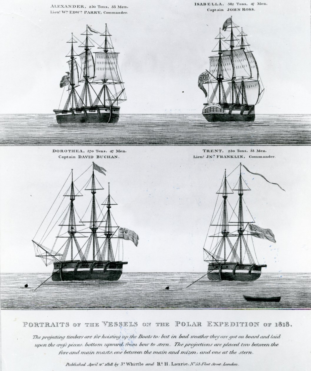 Portréty plavidel polární expedice z roku 1818 (rytina) od English School