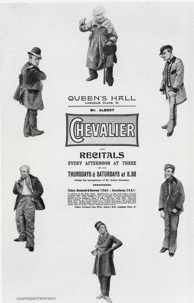 Plakát inzerující recitál Alberta Chevaliera v Queen