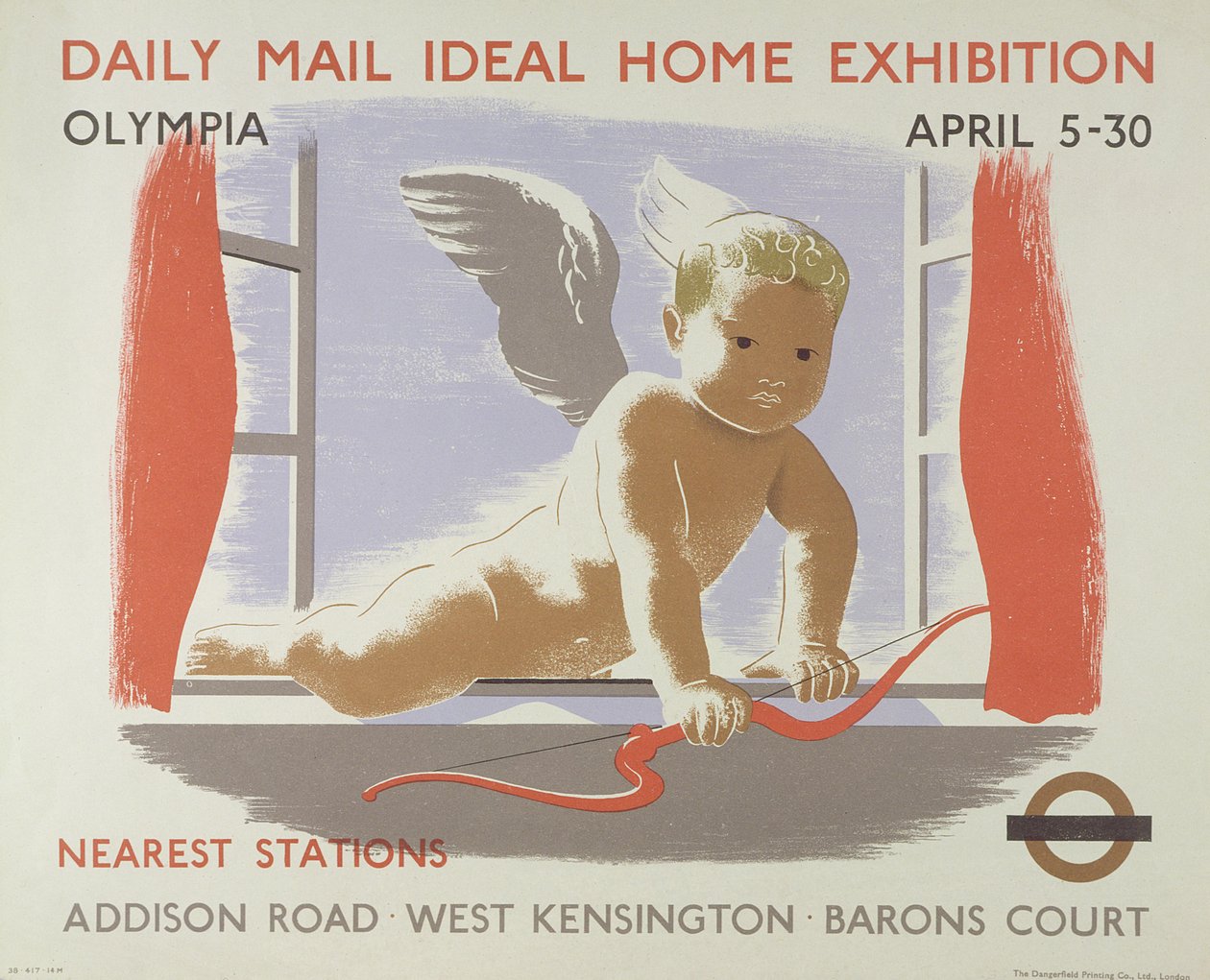 Plakát k výstavě Daily Mail Ideal Home v Kensington Olympia, Londýn, 1938 (barevné lito) od English School