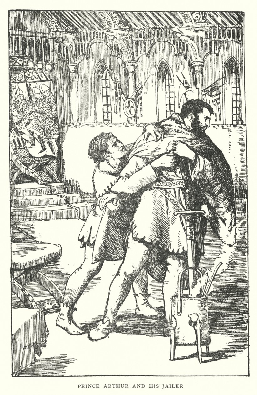 Princ Artuš a jeho žalářník (litografie) od English School