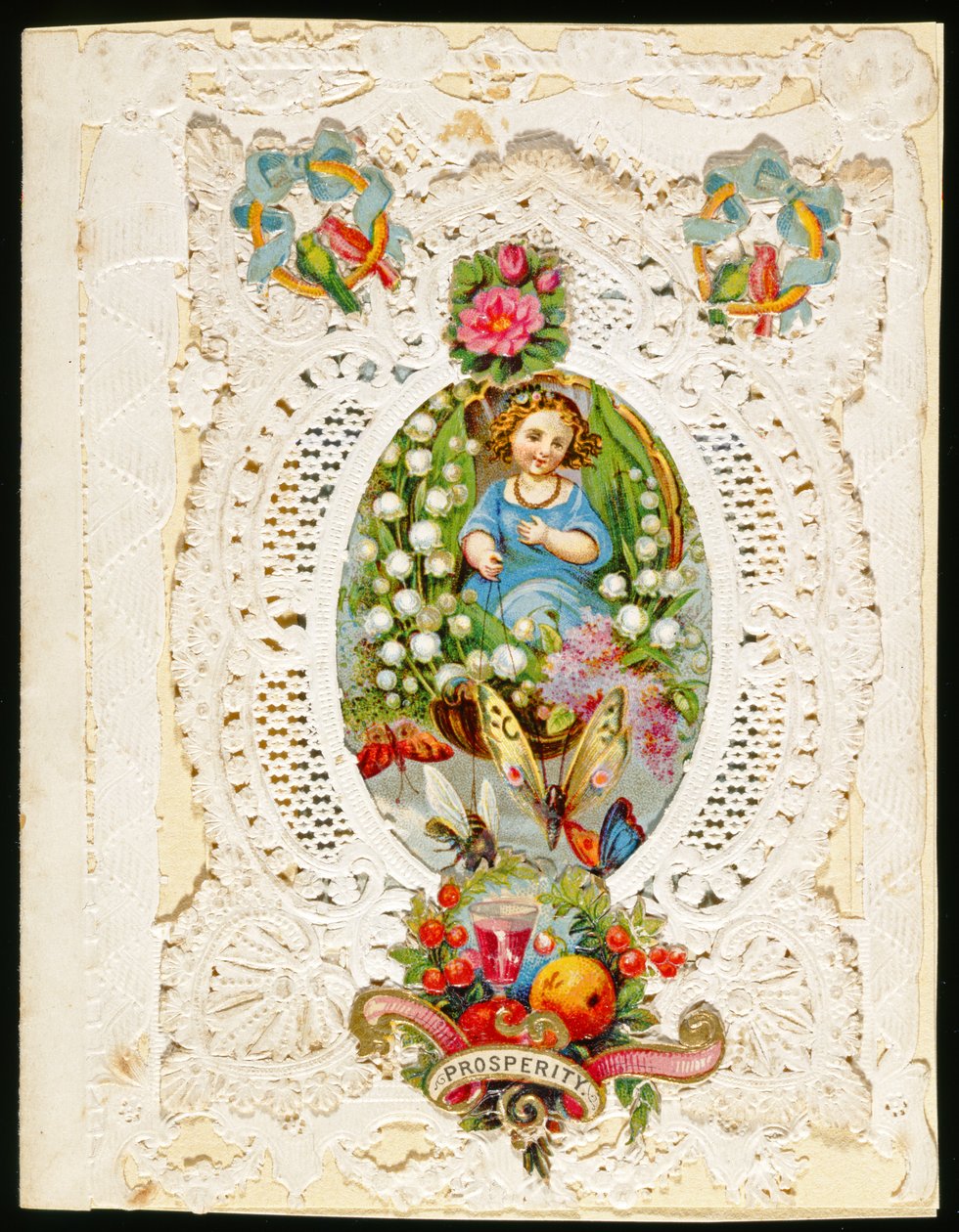Prosperita, Valentýnské přání, kolem roku 1870 (barevné lito na papíře) od English School