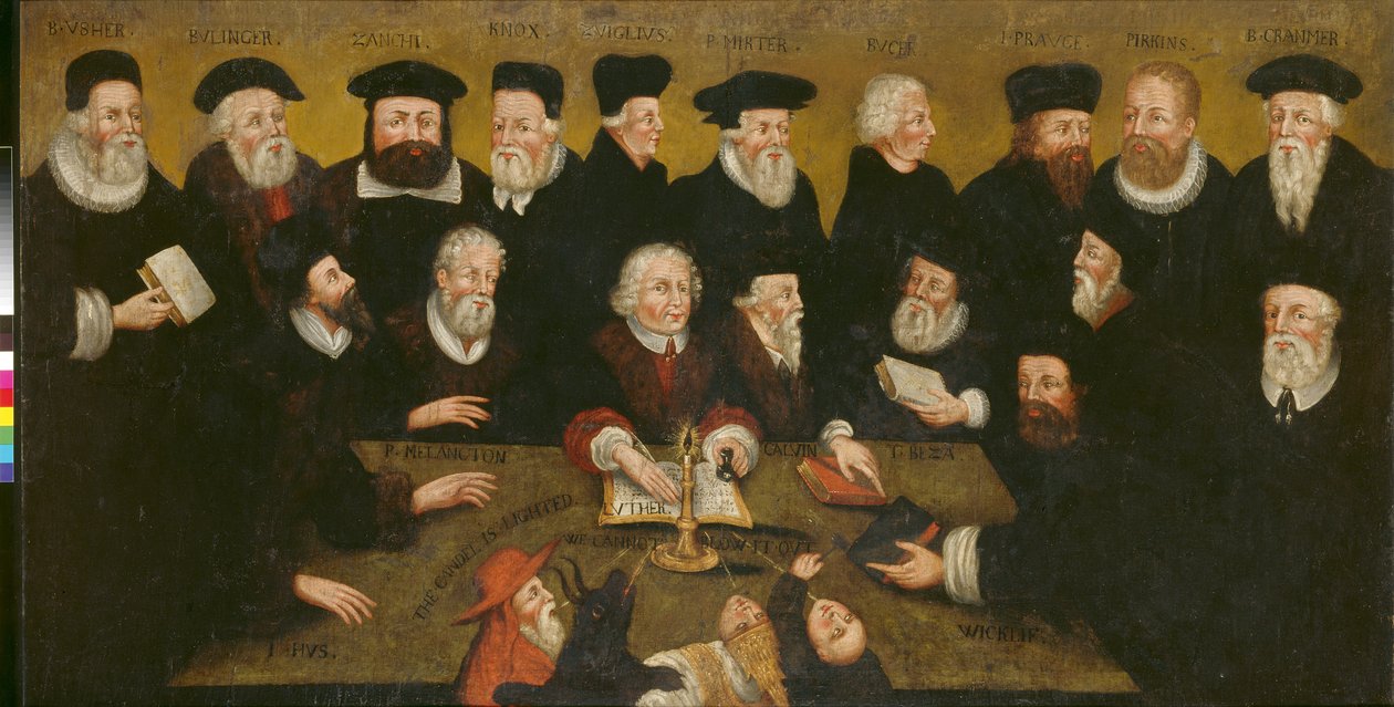 Protestantští reformátoři, cca 1654 (olej na panelu) od English School