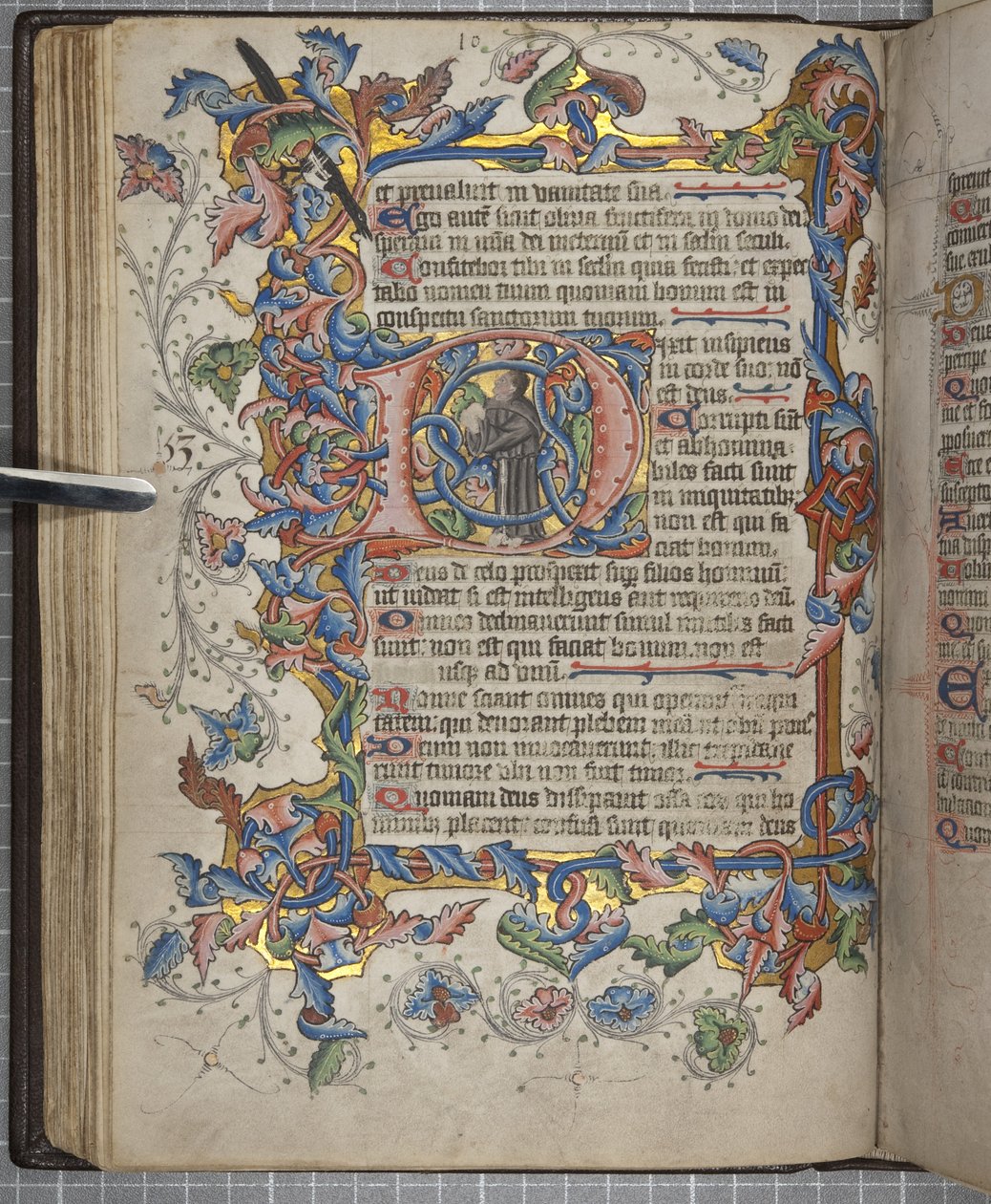 Žaltář s kalendářem použití Sarum, Fol 40 verso, cca 1425-75 (inkoust, barva a zlato na pergamenu) od English School